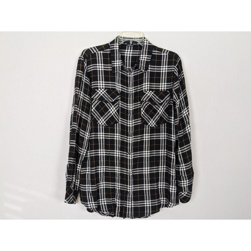 Sanctuary long sleeve‎ button down checked blouse M
